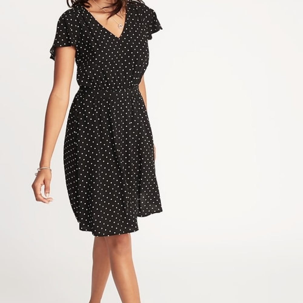 NBW Old Navy b&w polka dot dress XS - NWT